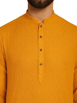 Myellow chikankari embroidery cotton kurta by treemoda 4