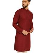 Maroon chikankari embroidery cotton kurta