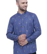 men's dark navy lyocell short kurta  