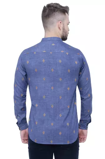 men's dark navy lyocell short kurta  