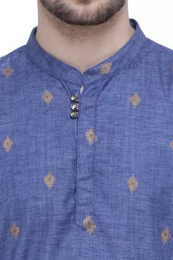 men's dark navy lyocell short kurta  