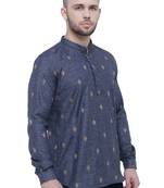 men's charcoal black lyocell short kurta