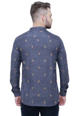 men's charcoal black lyocell short kurta 2