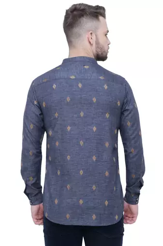men's charcoal black lyocell short kurta