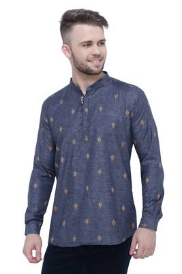 men's charcoal black lyocell short kurta 3