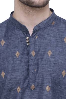men's charcoal black lyocell short kurta 5