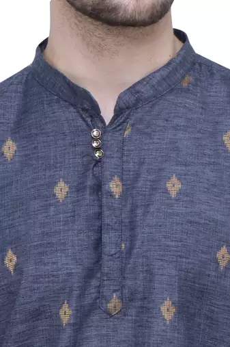 men's charcoal black lyocell short kurta