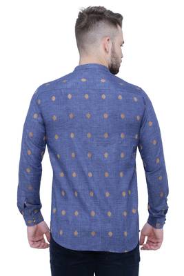 men's dark navy lyocell short kurta 3