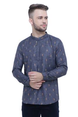 men's charcoal black lyocell short kurta 1