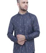 men's charcoal black lyocell short kurta