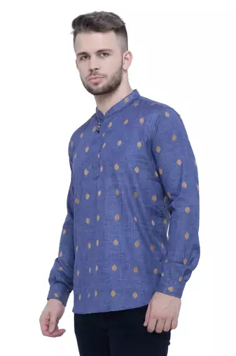 men's dark navy lyocell short kurta
