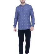 men's dark navy lyocell short kurta