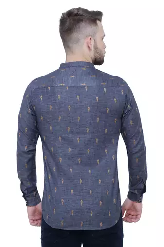 men's charcoal black lyocell short kurta