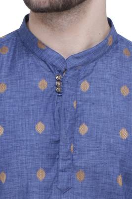 men's dark navy lyocell short kurta 5