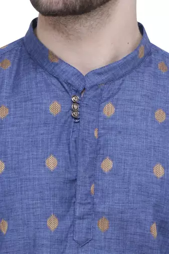 men's dark navy lyocell short kurta