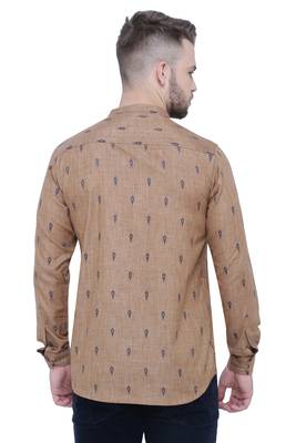 men's beige khaki lyocell short kurta 3