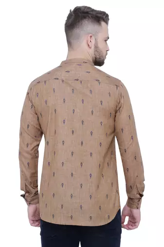 men's beige khaki lyocell short kurta