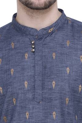 men's charcoal black lyocell short kurta 5