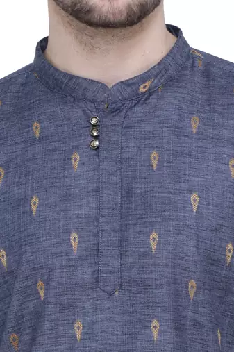 men's charcoal black lyocell short kurta