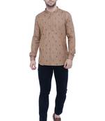 men's beige khaki lyocell short kurta