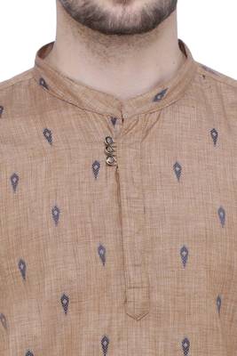men's beige khaki lyocell short kurta 5