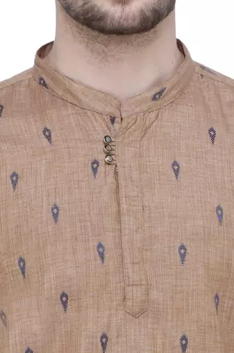 men's beige khaki lyocell short kurta