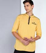 men's linen cotton royal beige short kurta