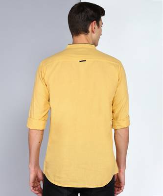 men's linen cotton royal beige short kurta 2