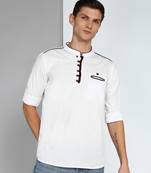 men's linen cotton white short kurta  