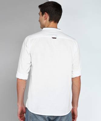 men's linen cotton white short kurta   2