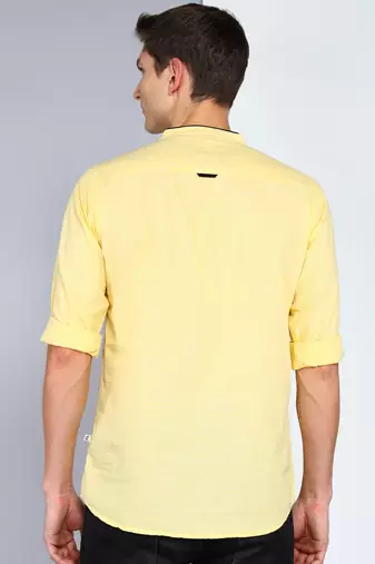 men's linen cotton cream yellow short kurta