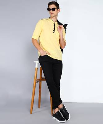 men's linen cotton cream yellow short kurta 4