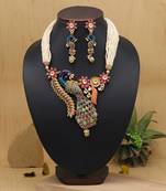 Multi color meenakari matte gold necklace set