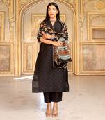 Black mukaish work chanderi kurta set