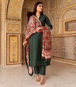 Green mukaish work chanderi kurta set