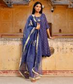 Mukaish work chanderi scalloped kurta set