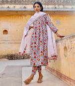 White handblock cotton kurta set