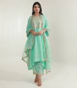 Sky chanderi straight kurta sets