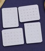 White color stud earrings combo of 48 pairs