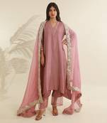 Rose pink chanderi straight kurta sets