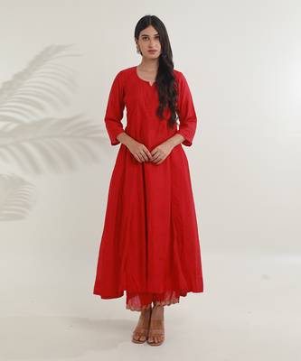 Pink chanderi straight kurta sets 2