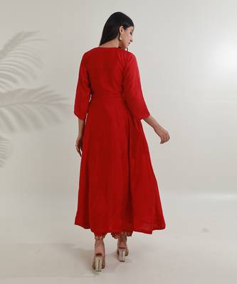Pink chanderi straight kurta sets 5
