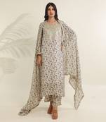 White cotton straight kurta sets