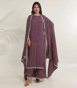 Purple cotton straight kurta sets