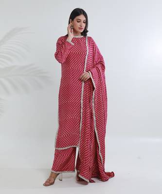 Pink cotton straight kurta sets 1