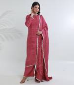 Pink cotton straight kurta sets