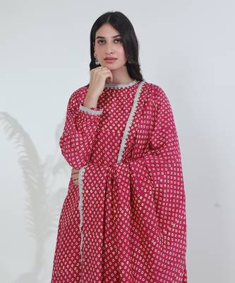 Pink cotton straight kurta sets 2