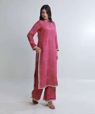 Pink cotton straight kurta sets 4