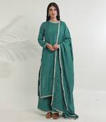 Rama green cottonstraight kurta sets