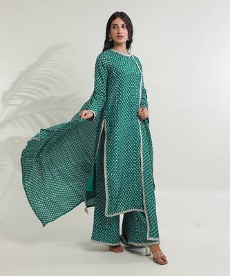 Rama green cottonstraight kurta sets 2